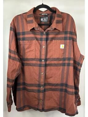 Carhartt Loose Fit Rugged Flex Button Down Flannel Shirt Women’s Size 3XL